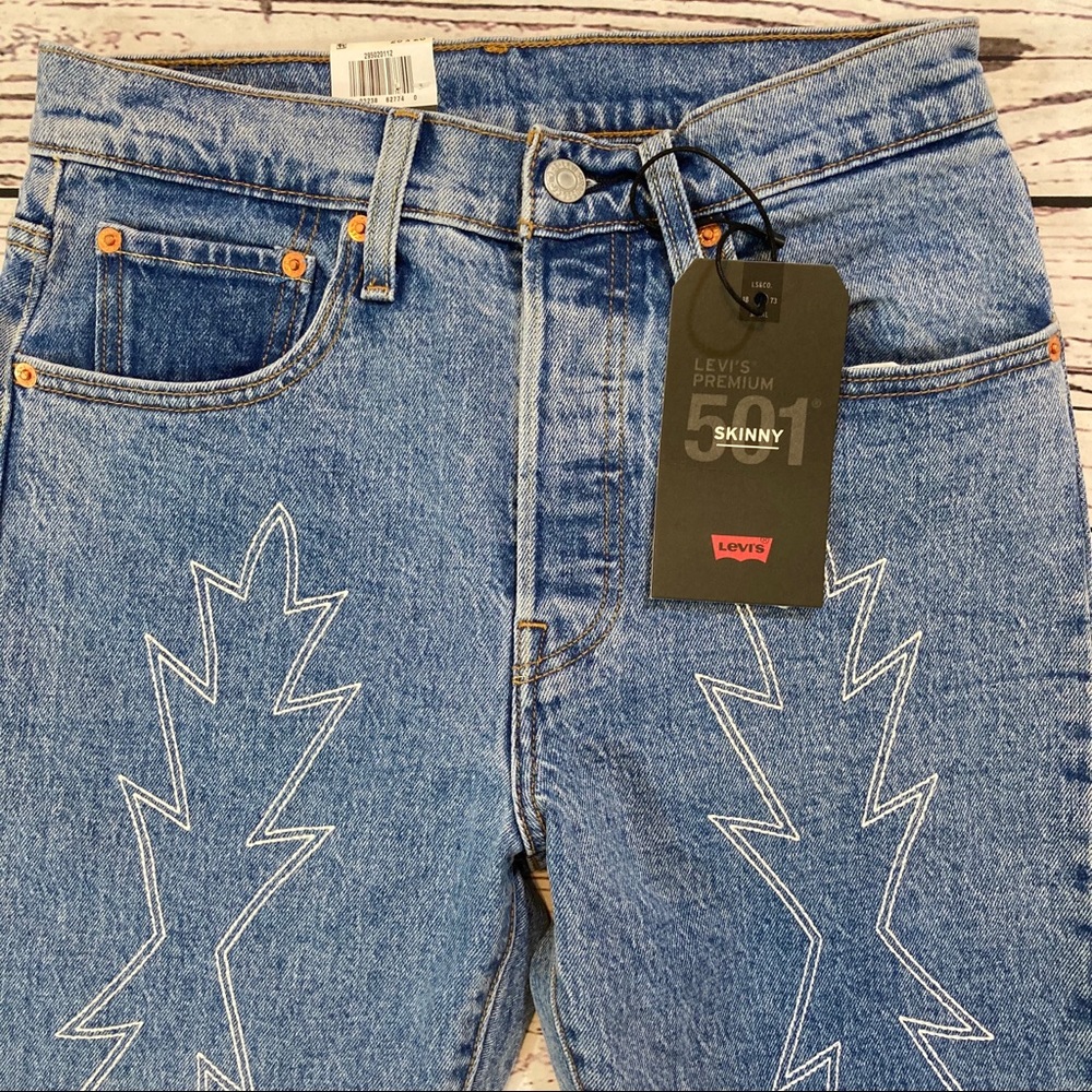 Levi’s 501 embroidered del Norte skinny jeans NWT - Picture 11 of 13